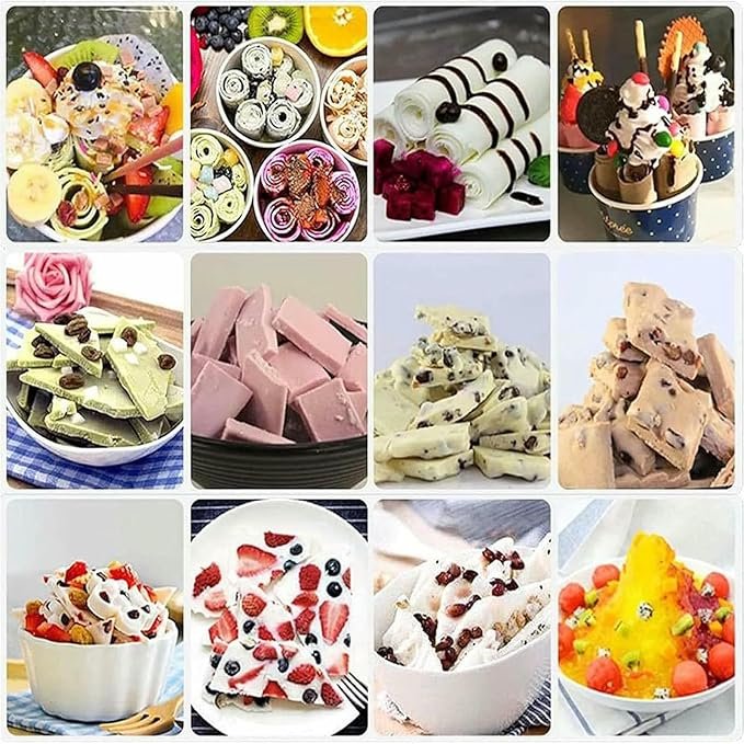 Máquina De Helado Frito, Máquina De Rollo De Helado Frito con Placa Cuadrada, Máquina De Rollo De Helado Frito De Acero Inoxidable - Opiniones VYUJHNBG