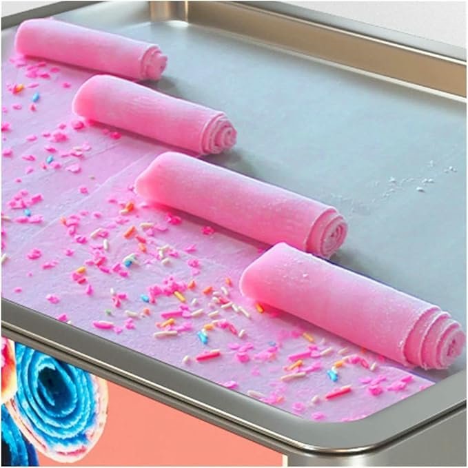 Fabricante de helados enrollados comerciales de acero inoxidable con sartén cuadrado - Opiniones VYUJHNBG Maker de helados.