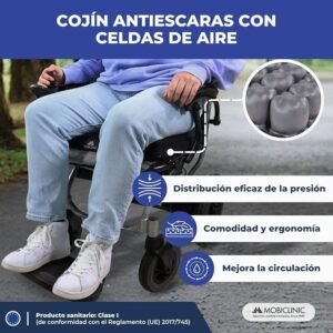 Cojín Antiescaras de Aire Mobiclinic®: Opiniones, Prevención de Escaras y Alivio de presión - Ideal para Silla de Ruedas Tamaño 40x40x6 cm. ¡Protege tu piel con este cojín antiescaras!