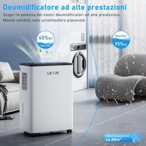 Deshumidificador 12L con indicador digital de humedad para hogares de hasta 40m² - Opiniones de deshumificadores de humedad