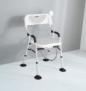Silla de Ducha con Taburete VED: Asiento de bañera plegable con patas de aluminio duraderas. ¡Cómodo y seguro para tu baño!