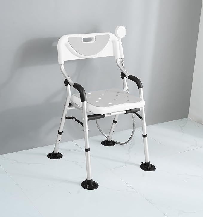 Silla de Ducha con Taburete VED: Asiento de bañera plegable con patas de aluminio duraderas. ¡Cómodo y seguro para tu baño!