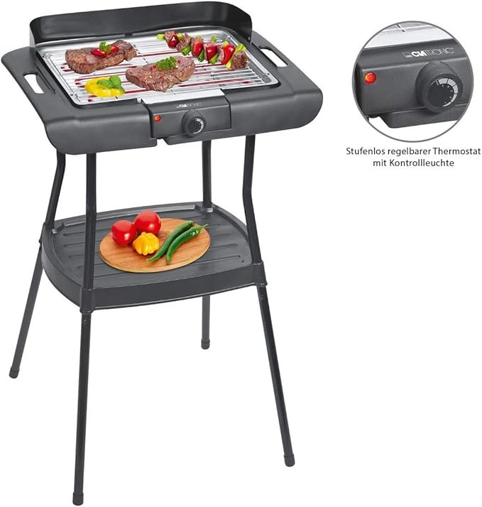 Opiniones Clatronic BQS 3508 Barbacoa eléctrica con Patas - Parrilla cromada de 35.5 x 24.5 cm, 2000 W - ¡Descubre la mejor forma de disfrutar de tus asados!