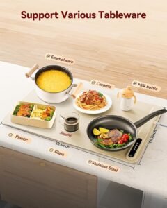 Opiniones morpilot Bandeja de Calentamiento Eléctrico, Placa Calentadora Silicona Portátil Plegable, Alfombrilla Calentadora de Silicona con Temperatura Ajustable para Familia - Imagen del producto para calentar alimentos de forma fácil y portátil. MEDIATEK_BANNER