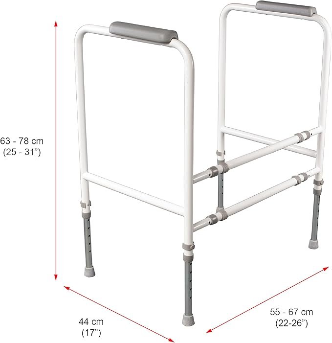 Marco de inodoro NRS Healthcare S18993 - Opiniones y ajustes de altura y ancho - Producto recomendado para baños accesibles.