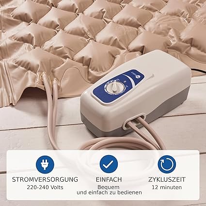 Colchón Antiescaras SANICO - Kit Inflable con Compresor de Aire Motorizado - Texturizado para Cuidado de la Piel - Alivio de Úlceras de Decúbito