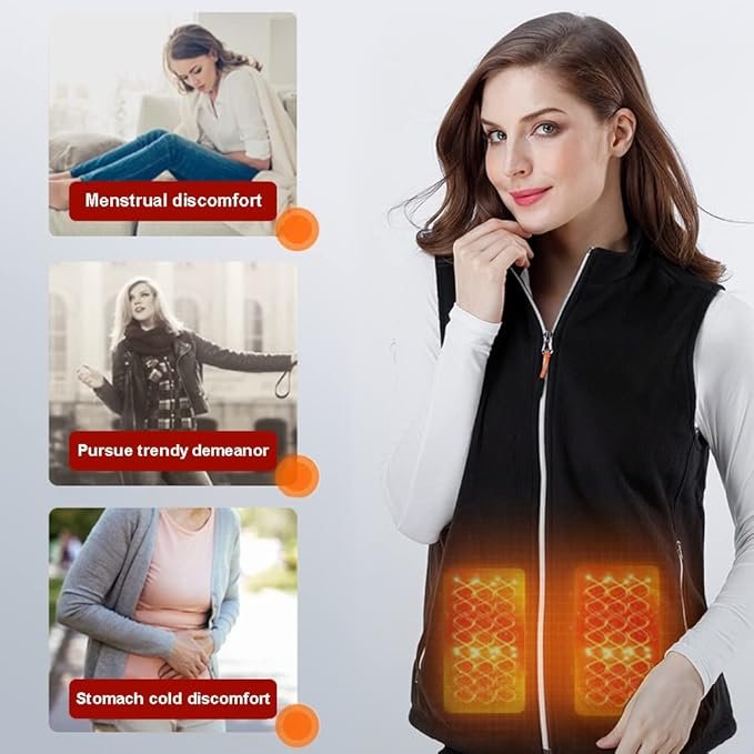 Chaleco calefactable unisex con puerto USB para ropa calefactable, ideal para moto. Chaleco calentador con 3 niveles de temperatura ajustables. ¡Luce a la moda y mantente cálido en todo momento!