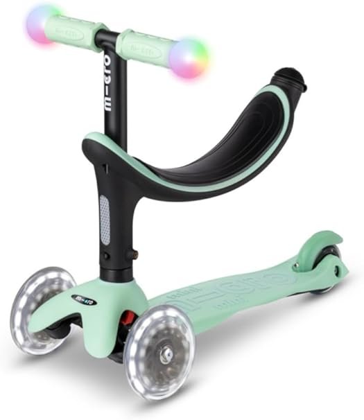 Opiniones Micro Mini2Grow Deluxe Magic LED Patinete Evolutivo 4en1 con Asiento para niños | Ruedas y puños con iluminación | Montaje y desmontaje sin Herramientas | Disponible en varios colores.