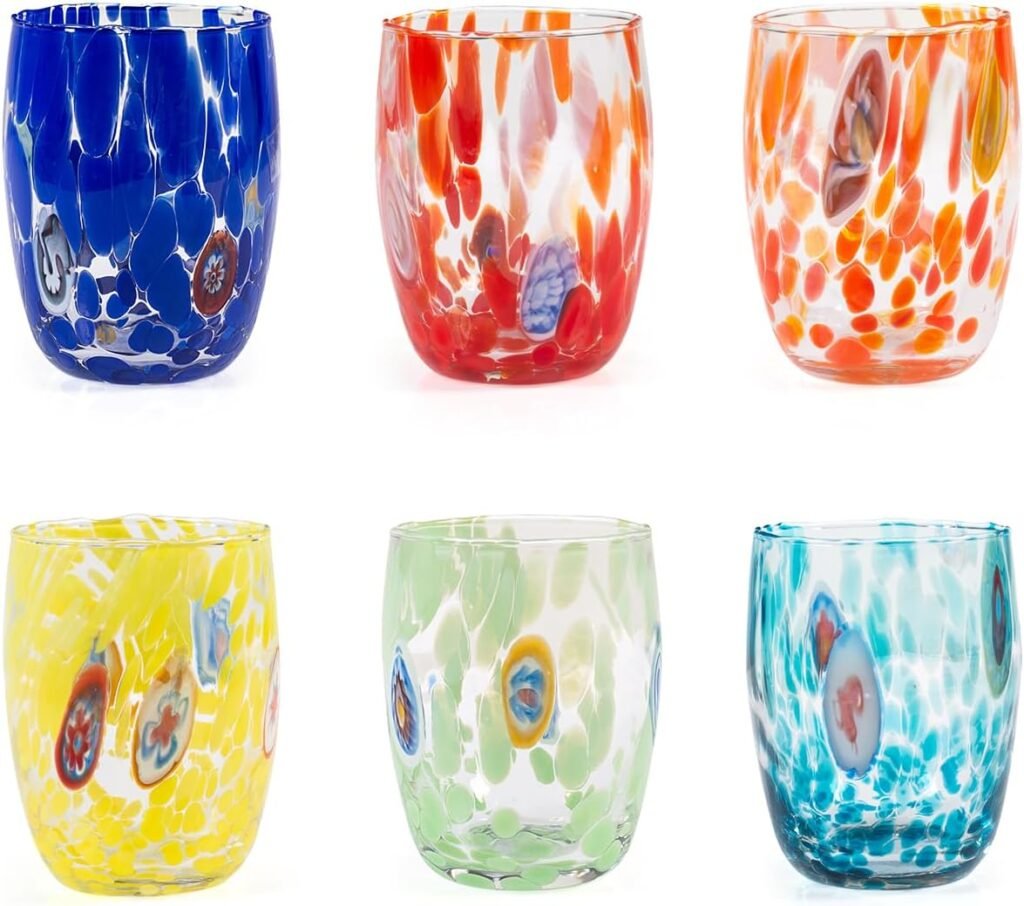 Juego de 6 vasos de vidrio decorado multicolor H&H Venezia cl 38 - Opiniones