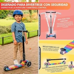 Patinete 3 ruedas para niños y niñas de 5 a 10 años con ruedas iluminadas | Opiniones BOLDCUBE Big Fold