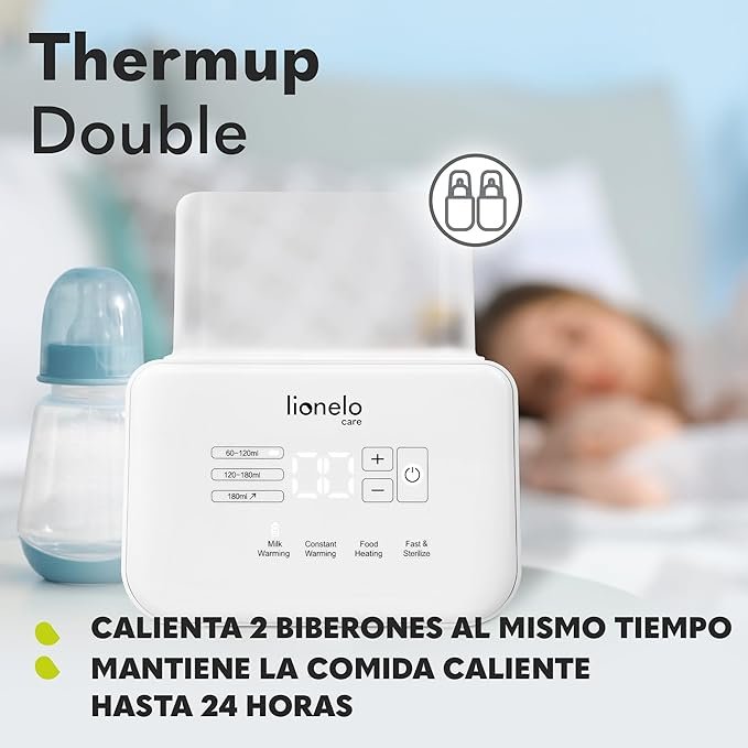 LIONELO Thermup Double Calientabiberones eléctrico doble, Esterilizador, calienta comida y biberones para bebes - Opiniones y descripción del producto.
