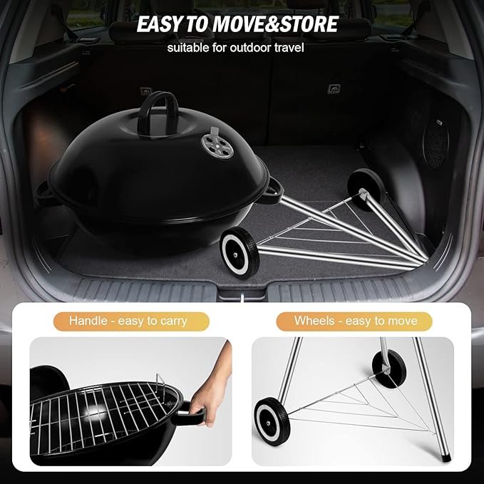 Barbacoa portátil SunJas de carbón para jardín con ruedas. ¡Descubre la mejor forma de disfrutar del exterior!