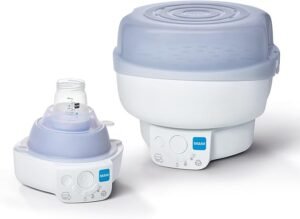 MAM Esterilizador Eléctrico y Calienta Biberones Exprés con capacidad de hasta 6 biberones. Incluye 1 biberón anticólico de 160ml y chupete original. Opiniones y análisis del mejor esterilizador y calienta biberones en el mercado. ¡Compra ahora!