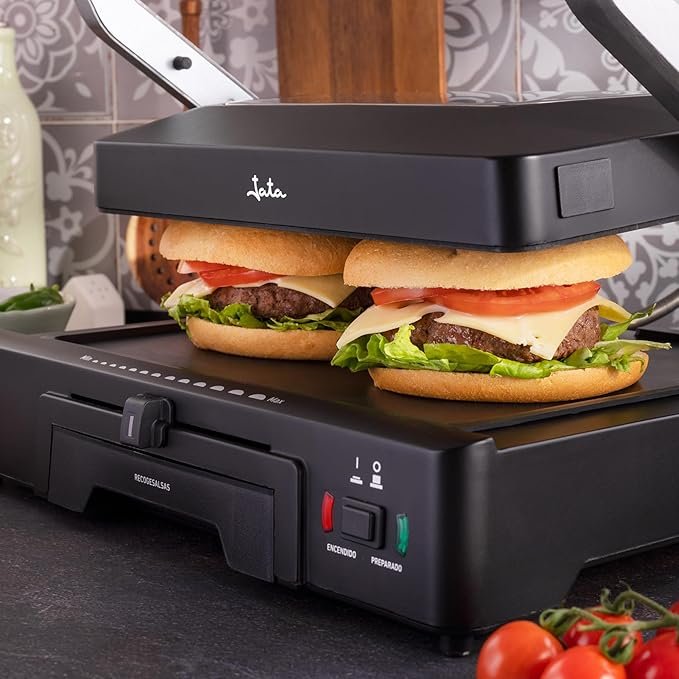 JATA GR1100 - Grill y Plancha de Cocina 2000 W. Parrilla Eléctrica con Placas Mixtas Antiadherentes de 27,5 x 24 cm - Opiniones y características del producto
