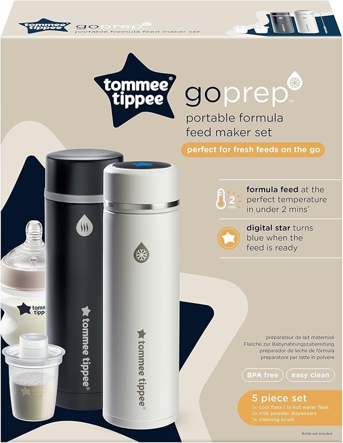 Opiniones Tommee Tippee Kit Preparador de Biberones PrepGo, Enfría la Toma a la Temperatura Idónea en Dos Minutos - Imagen del producto en uso.