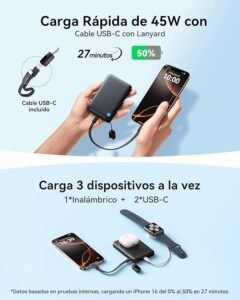Bateria Externa INIU Qi2-Certificado para Magsafe, 10000mAh 45W Cable PD - Opiniones y características - Compra online en Amazon.