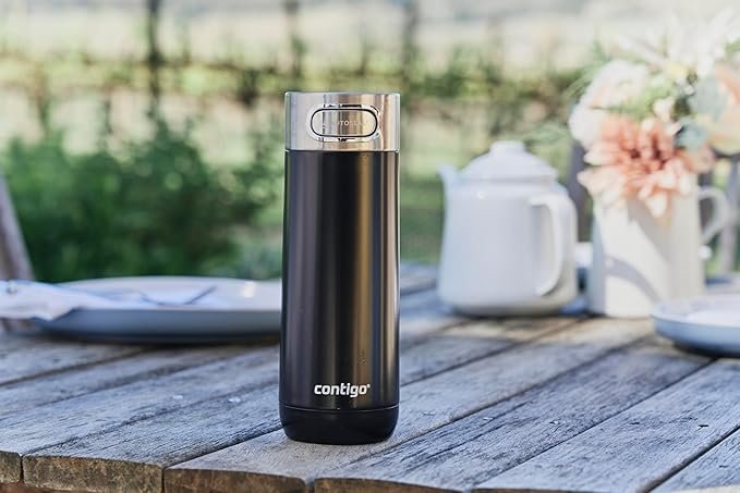 Opiniones Contigo Termo Luxe Autoseal con grabado - Taza de acero inoxidable con tecnología Autoseal para café en el camino. ¡Compra la mejor taza de viaje aquí!
