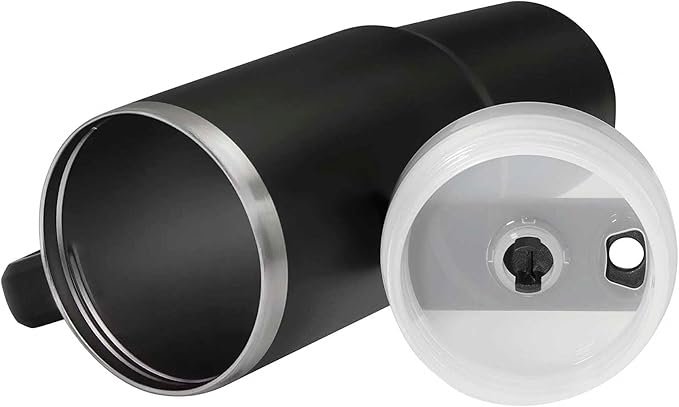 Taza grande con diseño de batería baja necesitando café.