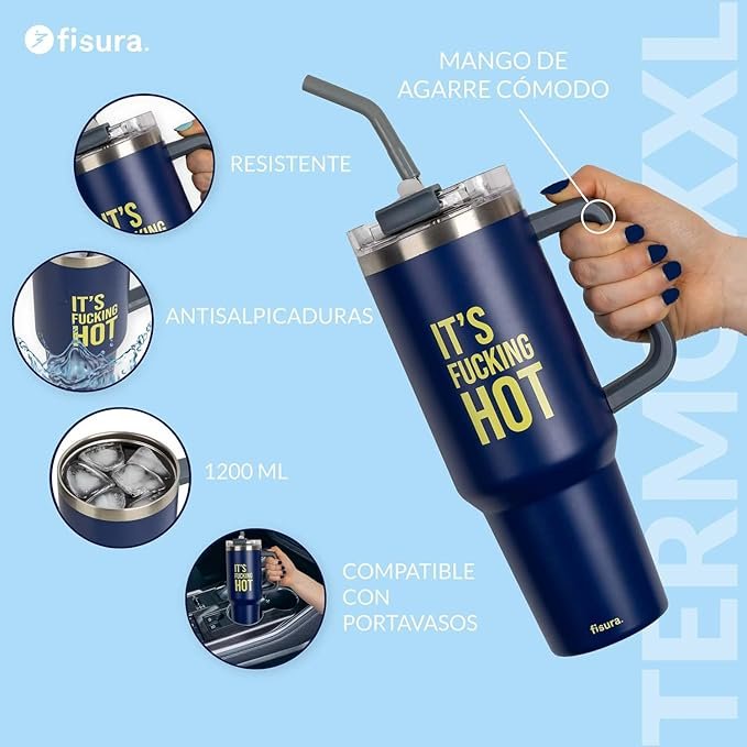 Opiniones Fisura – Botella de agua térmica 1,2 litros Botella térmica grande. Botella de acero inoxidable