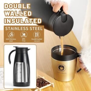 Opiniones Olerd Termo de acero inoxidable de 1,5 l, termo de doble pared, para café.