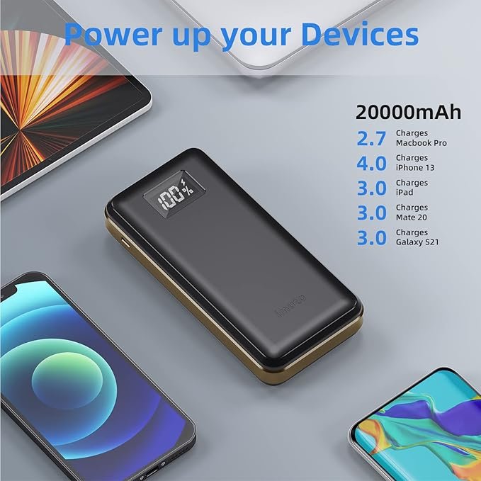 Imuto Power Bank 20000mAh 22.5W Bateria Externa Carga Rapida, Bateria Portatil USB C (Input&Output) - Opiniones y Reseñas - Producto Recomendado