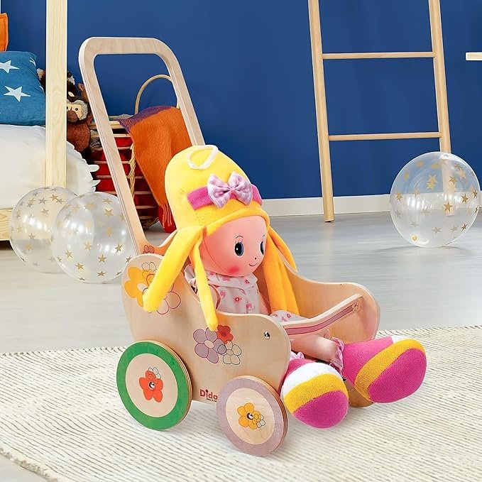 Opiniones Carrito de Muñecas de Madera con Flores - Cochecito para Muñecas hasta 35 cm. Encuentra el cochecito perfecto para tu muñeca en nuestra tienda online. ¡Compra ahora y disfruta de paseos inolvidables!