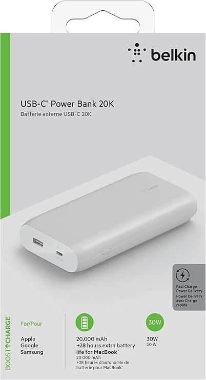 Opiniones Belkin batería externa carga rápida de 20000mAh, cargador portátil USB-C. Potente y eficiente, este cargador portátil de Belkin es perfecto para mantener tus dispositivos siempre cargados. ¡No te quedes sin batería en el momento más importante!