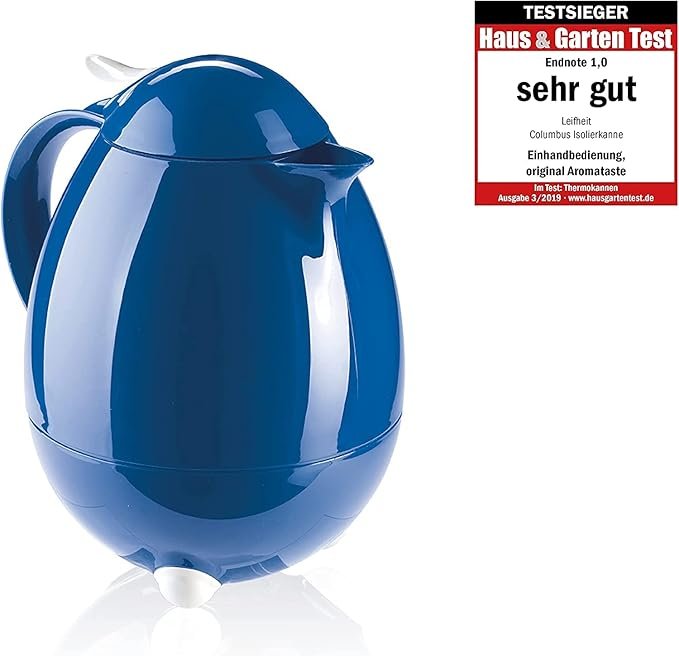 Leifheit Termo Columbus 1,0L azul oscuro brillo intenso - Opiniones y características del termo grande con tecla de aroma.