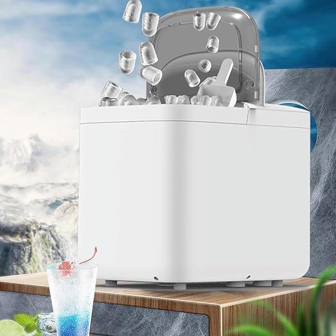 Máquina para hacer hielo en encimera, portátil y eficiente - Opiniones reales - 30 libras por día.