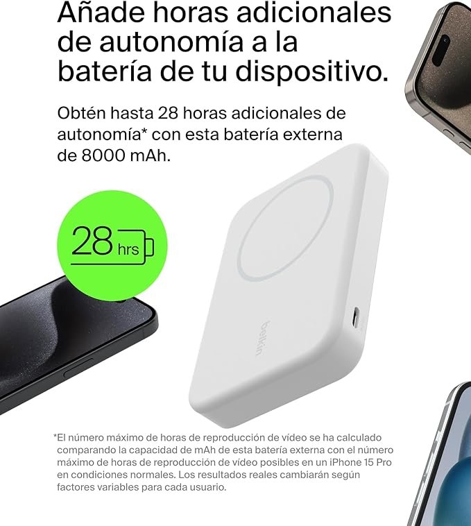 Batería Externa inalámbrica Belkin BoostCharge Pro de 8000 mAh con Qi2, Cargador portátil - Opiniones y Análisis