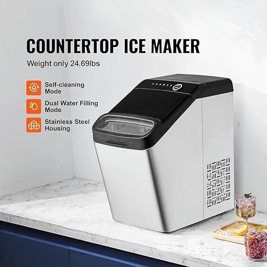 Máquina de hielo portátil autolimpiante con pala para hielo y cesta, la mejor opción para tu cocina. ¡Descubre la nueva revolución en fabricación de hielo!