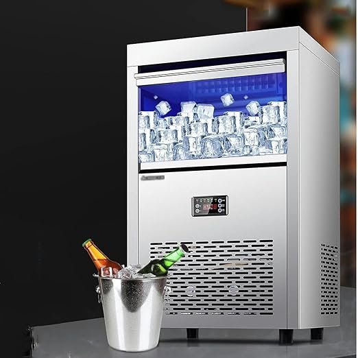 Máquina para fabricar hielo sobre encimera de acero inoxidable - Opiniones Máquina comercial for hacer hielo, 165LBS/24H - Capacidad de almacenamiento de 44LBS - ¡Consíguela ahora!