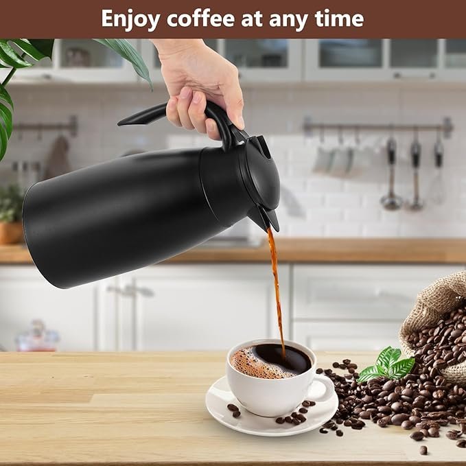 Jarra térmica de café de 2 litros, termo aislado de acero inoxidable de doble pared con botón superior - Opiniones Dyserbuy