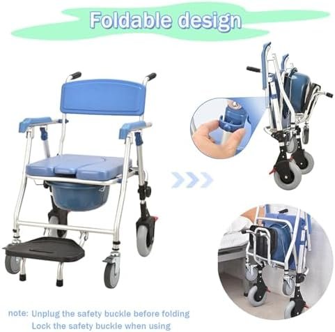 Taburete de Ducha Plegable con Ruedas - Opiniones Genérico Silla de Ruedas Plegable para Personas Mayores - Silla de baño Plegable móvil ¡Compra Ahora y disfruta de la comodidad en tu baño!