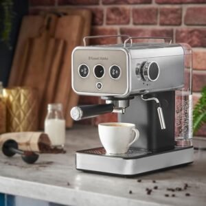 Opiniones Russell Hobbs - Cafetera Espresso Distinctions Titanium, Presión 15 Bares, Café Molido o Cápsulas ESE, Calentador de Termo bloque.