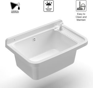 Baños Modernos: Bañera de Resina de PolipropileNocon con dispensador - Fijación a la Pared - Incluye sifón y desagüe. ¡Descubre la elegancia y funcionalidad en un solo producto!