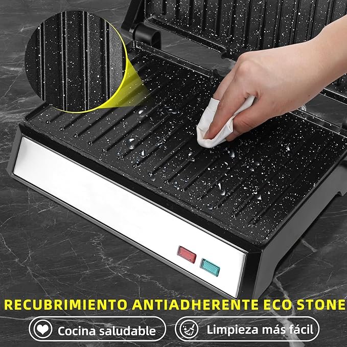 Opiniones Aigostar Hett Pro - Parrilla Eléctrica 1500W - Plancha Grill, Sandwichera y Panini - Placas Antiadherentes Eco-Stone - Opiniones y Análisis Completo