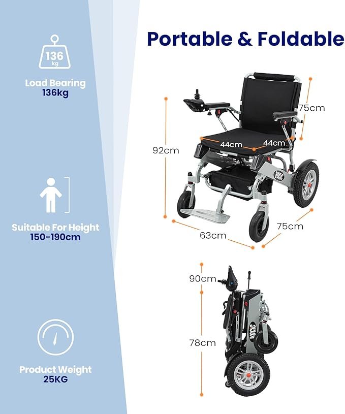 VOCIC V62 Silla de ruedas electrica plegable ligera-25KG,25KM - Opiniones y características destacadas - Compra online ahora - Envío rápido y seguro - Sillas de ruedas de doble batería 136KG