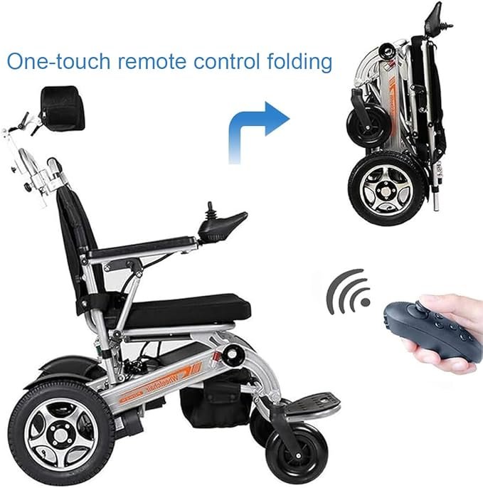 Silla de Ruedas Eléctrica Plegable con Función de Plegado Automático Remoto - Opiniones PXOCDEO - Ideal para Personas Mayores y Discapacitadas