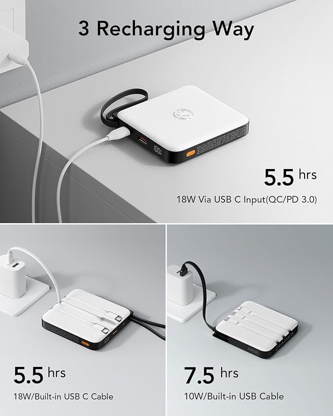 Opiniones VRURC - Batería Externa de 20000 mAh con 4 Cables incorporados Mini Power Bank USB C 22,5 W Carga rápida Batería portátil. ¡Consigue tu mini power bank con carga rápida de 20000 mAh y 4 cables incorporados! Perfecto para llevar a todas partes y nunca quedarte sin batería. ¡Hazlo tuyo ahora!