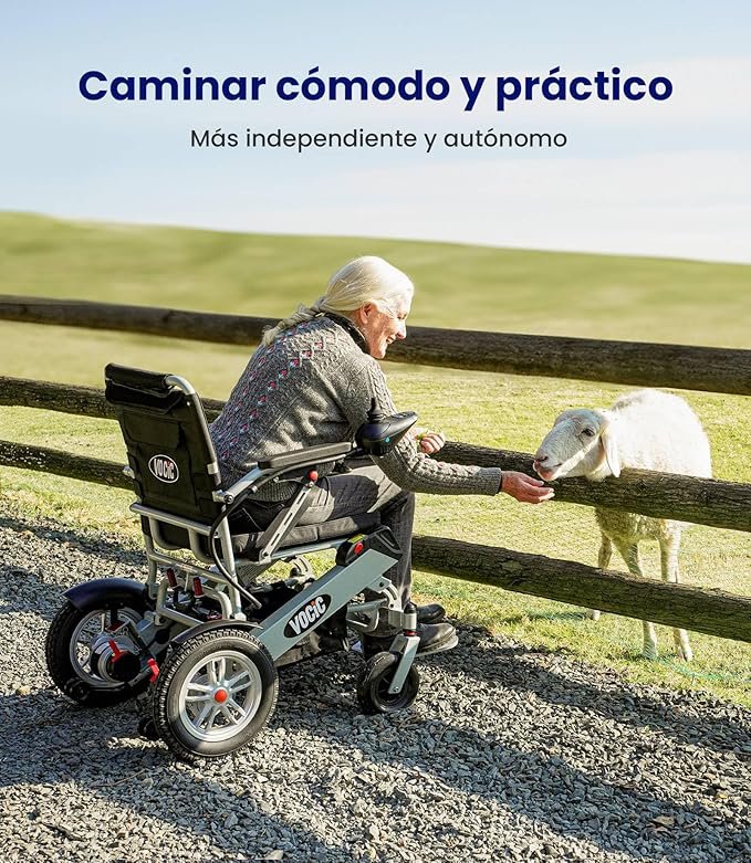 Silla de ruedas electrica plegable ligera VOCIC V62 - Opiniones y características: doble batería, 25KG, 25KM. ¡Descubre la comodidad y calidad en una silla con capacidad de hasta 136KG!