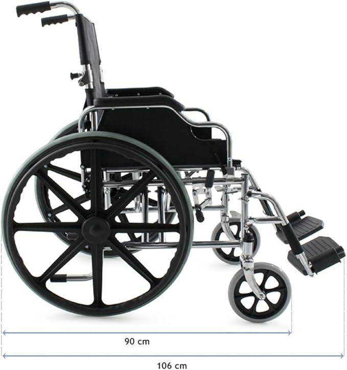 Opiniones QUIRUMED Silla de ruedas de acero cromado PRO, Plegable, Ruedas macizas, Respaldo abatible - Imagen del producto.