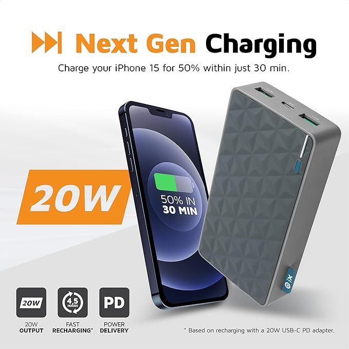 Powerbank Xtorm by A-Solar FS402 de 20000 mAh con tecnología Quick Charge 3.0. Carga rápida y eficiente para tus dispositivos. Incluye indicador de estado y puerto USB-C. ¡No te quedes sin batería en ningún momento!