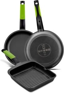 Asador BRA Prior Grill con rayas, aluminio fundido con antiadherente Classic, 22 Cm - Cocina con estilo | Producto premium para cocinas de todo tipo