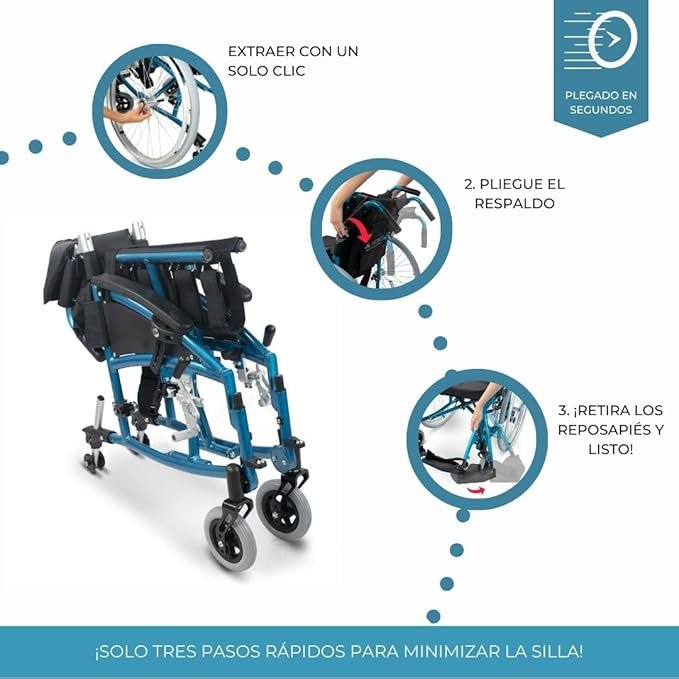 Opiniones Mobiclinic® pro: Silla de ruedas Venecia plegable Premium con extracción con un botón. Cojín grueso, aluminio y respaldo partido.