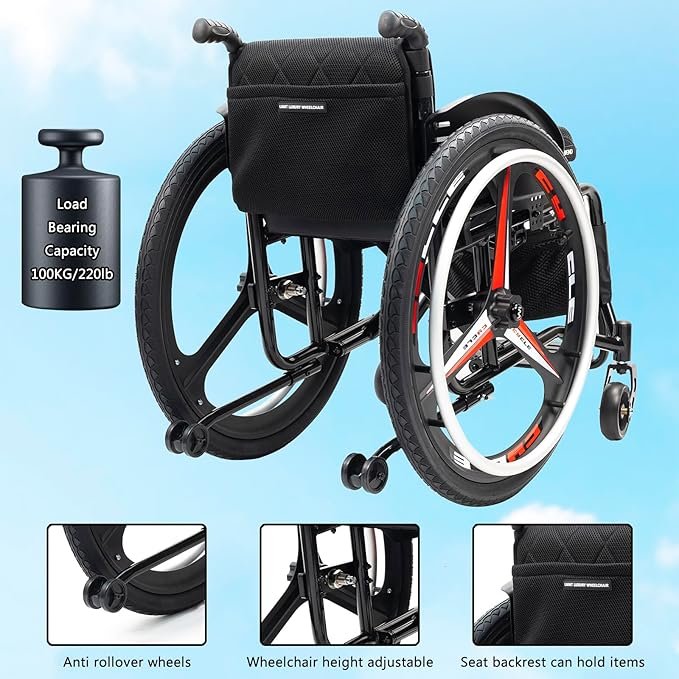 "Silla de Ruedas Deportiva Ultraligera Plegable Todo Terreno - Opiniones y Precio. Descubre la silla de ruedas deportiva liviana y de transporte plegable ideal para tus aventuras al aire libre. ¡Cómprala ahora y disfruta de la mejor movilidad en cualquier terreno! ¡Haz clic aquí!"