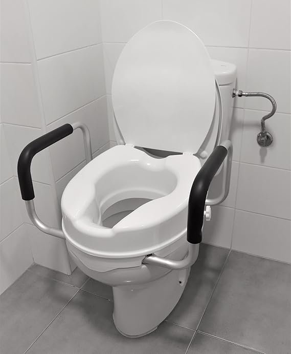 Elevador WC para adultos PEPE Mobility con reposabrazos y tapa, altavoz ortopédico de 10 cm de altura. ¡Aumenta tu comodidad y seguridad en el baño!