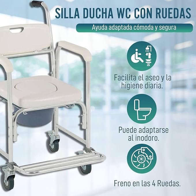 OrtoPrime Silla Ducha WC con Ruedas y Pies Abatibles - 3 en 1 - Silla con Inodoro Incorporado - Silla WC Portátil para Personas Mayores - Opiniones y Análisis - ¿Vale la pena comprarla?