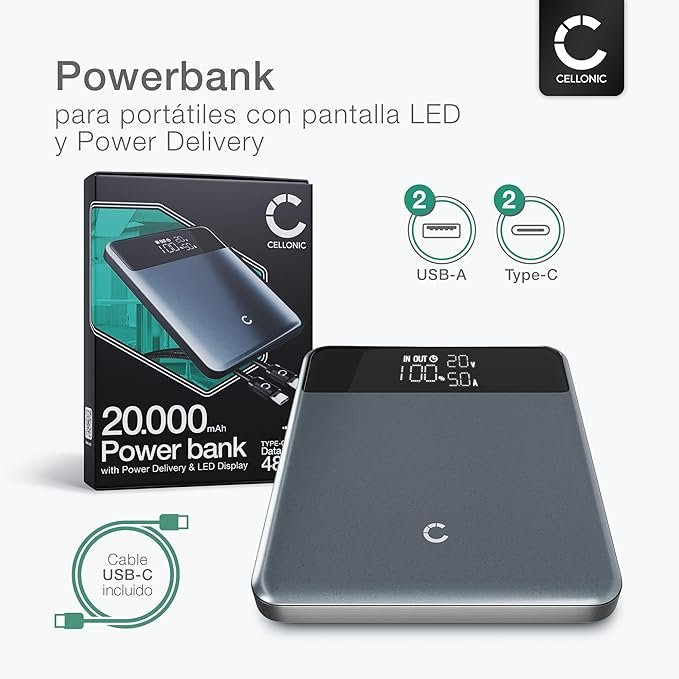 Opiniones del Power Bank 20000mAh para Portátiles - Batería Externa Ultrafina Cargador Rápido USB C PD 100W Compatible con iPhone: descubre la mejor solución para cargar tus dispositivos en cualquier lugar. ¡No te quedes sin batería nunca más!