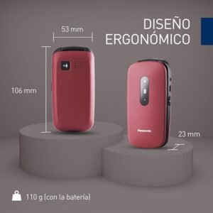 Teléfono Móvil para Personas Mayores Panasonic KX-TU446EXR - Resistente a Golpes - Cámara - Incluye Auriculares y Cargador - Indicador LED - Pantalla a Color 2,4 Pulgadas - Opiniones.